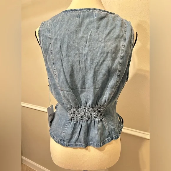BBJ Los Angeles Denim Vest Waistcoat Blue Jean Large - Picture 6 of 6
